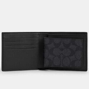 Coach CR899 Crossgrain Leather Wallet with Removable Insert Black Logo NEW/NWT